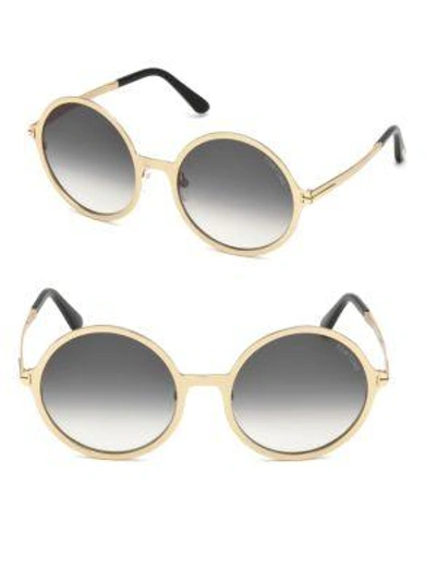 Tom Ford Ava 57mm Round Sunglasses In Blue Black