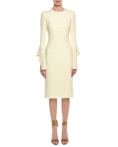 Tom Ford Bell-sleeve Silk Sheath Cocktail Dress In White