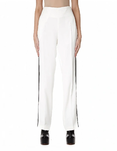 Haider Ackermann Side-stripe High-rise Straight Rayon Trousers In White