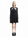 DAVID KOMA BLACK CUT-OUT LEATHER TRIMMED DRESS,DK11DAJL