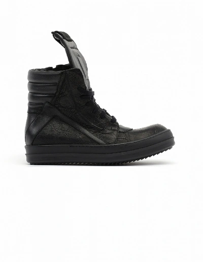 Rick Owens Alligator Leather Hi-top Trainers In Black