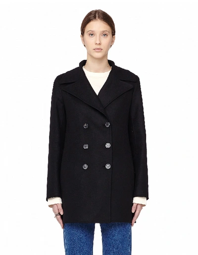 The Row Zora Wool And Cashmere Peacoat In Black