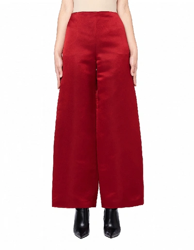 The Row Strom Duchesse Silk-satin Wide-leg Trousers In Red