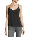 L Agence Jane Spaghetti Silk Cami In Black