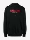 Balenciaga Sinners-embroidered Hooded Cotton Sweatshirt In Black