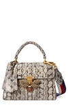 GUCCI QUEEN MARGARET GENUINE SNAKESKIN TOP HANDLE SATCHEL - BROWN,476541LOOVT