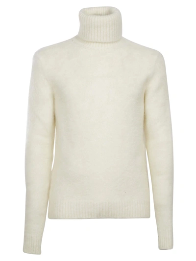 Saint Laurent Cable Knit Sweater In Panna