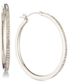 Dkny Gold-tone Pave 1" Skinny Hoop Earrings In Gold