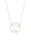 SAKS FIFTH AVENUE MOTHER-OF-PEARL ROUND PENDANT NECKLACE,0400095590445
