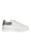 ALEXANDER MCQUEEN METALLIC AND WHITE LEATHER SNEAKERS,470630 WHNBS 9071