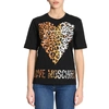Love Moschino Leopard Heart Graphic Print T-shirt In Black