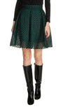 Maje Juliette Pleated Embroidered Mesh Skirt In Green