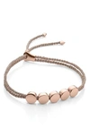 Monica Vinader Engravable Linear Bead Friendship Bracelet In Rose Gold Metallic