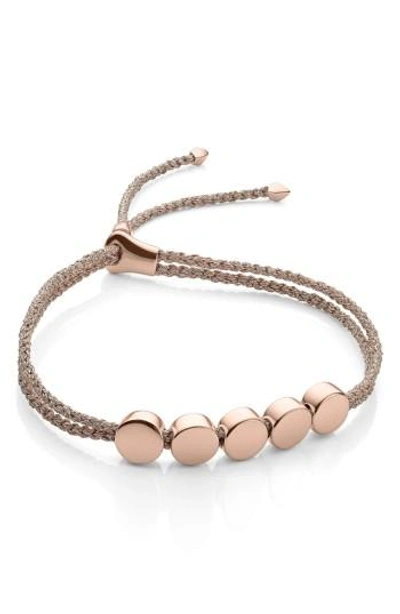 Monica Vinader Engravable Linear Bead Friendship Bracelet In Rose Gold Metallic