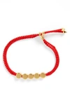 Monica Vinader Engravable Linear Bead Friendship Bracelet In Gold/ Coral