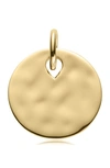 Monica Vinader Engravable Hammered Pendant Charm In Yellow Gold