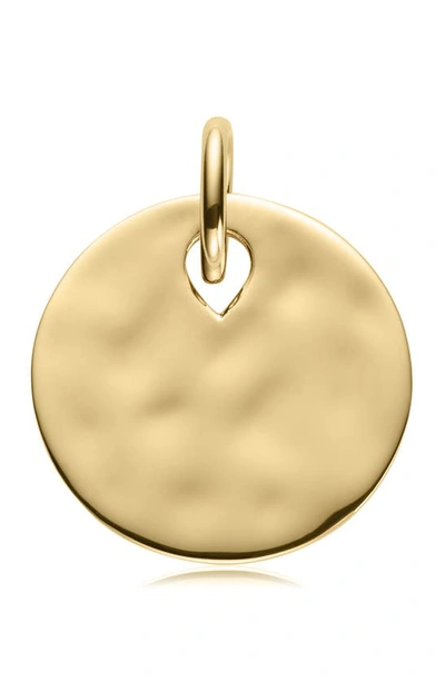 Monica Vinader Engravable Hammered Pendant Charm In Yellow Gold