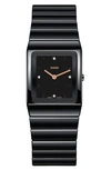 Rado Ceramica Diamond Bracelet Watch, 22.9mm X 31.7mm In Black