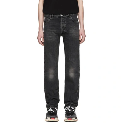 Balenciaga Snow-washed Straight-leg Jeans In Black
