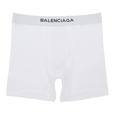 Balenciaga Set Of Three Logo-embroidered Cotton Boxer Trunks In White