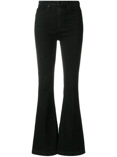 Rag & Bone Bella High-rise Slit Hem Bootcut Jeans In Black