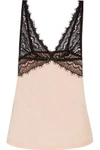 MIMI HOLLIDAY WOMAN BISOU BISOU ZOO STRETCH-SILK SATIN AND LACE CAMISOLE NEUTRAL,US 22305376260451709