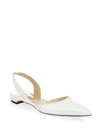 Paul Andrew Rhea Patent-leather Point-toe Flats In White