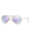 Ray Ban Junior Mirrored Aviator Sunglasses In Gold