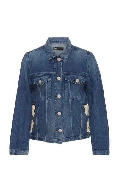 3x1 Wj Denim Hollow Jacket With Lace Up Side In Blue