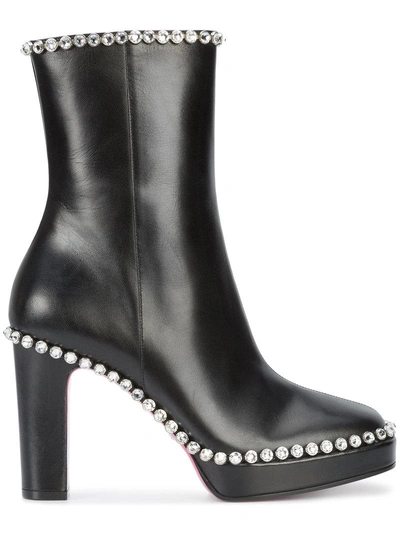 Gucci Olympia Crystal-embellished Leather Platform Ankle Boots In Black