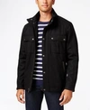 Cole Haan Wool Melton Trucker With Faux Leather Trim In Black