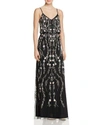 Adrianna Papell Floral Beaded Blouson Gown In Black Multi
