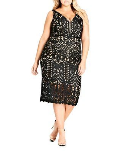 City Chic Trendy Plus Size All Class Lace Sheath Dress In Black