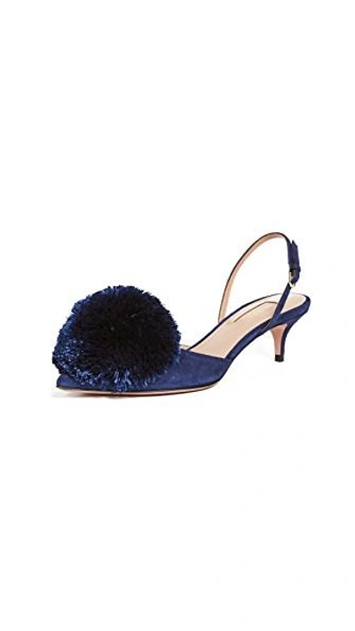 Aquazzura Powder Puff 60 Slingback Satin Pumps In Blue