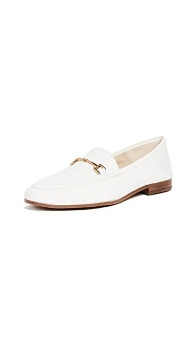 Sam Edelman Loraine Embellished Leather Collapsible-heel Loafers In White