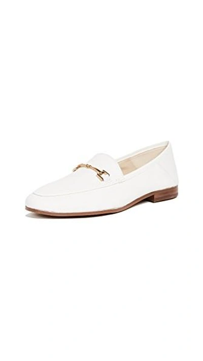 Sam Edelman Loraine Embellished Leather Collapsible-heel Loafers In Bright White