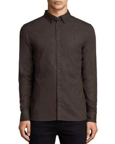 Allsaints Redondo Slim Fit Button-down Shirt In Khaki Brown