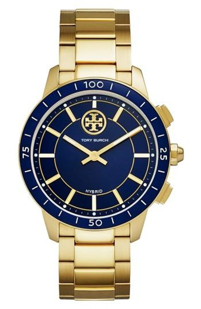 Tory Burch The Torytrack Collins Smartwatch With Striped Strap, Blue/golden