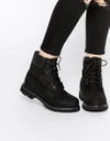 Timberland Womens Black Premium Chunky-sole Leather Boots Eur 41 / 8 Uk In Black