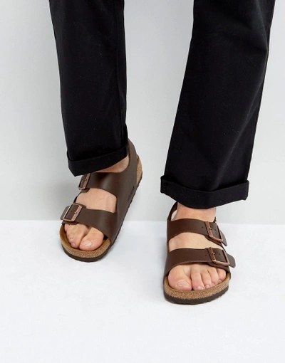 Birkenstock Milano Ankle-strap Leather Sandals In Brown
