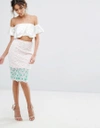 ENDLESS ROSE FLORAL EMBROIDERED LACE PENCIL SKIRT - MULTI,80053K6FR
