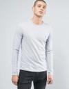 Allsaints Tonic Long Sleeve Ramskull Logo T-shirt In Gray Marl-grey In Mist Blue