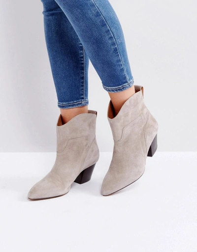 Hudson London London Karyn Taupe Suede Mid Heeled Ankle Boots - Beige