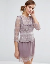 LITTLE WHITE LIES RACHEL LACE BIB DETAIL DRESS - PURPLE,LWL 2022