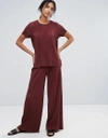 JUST FEMALE QUINT PLISSE WIDE PANTS - RED,10147