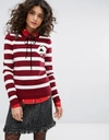 SONIA BY SONIA RYKIEL SONIA BY SONIA RYKIEL STRIPED CARDS DETAIL KNIT SWEATER - RED,88169819-HB 612