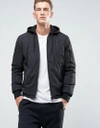 NEW LOOK MA1 BOMBER WITH JERSEY HOOD IN BLACK - BLACK,5277434/01
