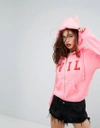 WILDFOX ZIP THROUGH HOODY WITH HORNS - PINK,WFL16367P