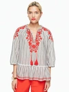 KATE SPADE STRIPE EMBROIDERED TOP,716454179413