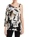 STATUS BY CHENAULT STATUS BY CHENAULT ASYMMETRIC FLORAL PRINT CRUSHED VELVET TOP,3559J1393B